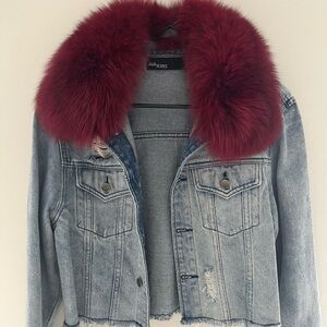 Ava Kris denim jacket with removable faux fur collar